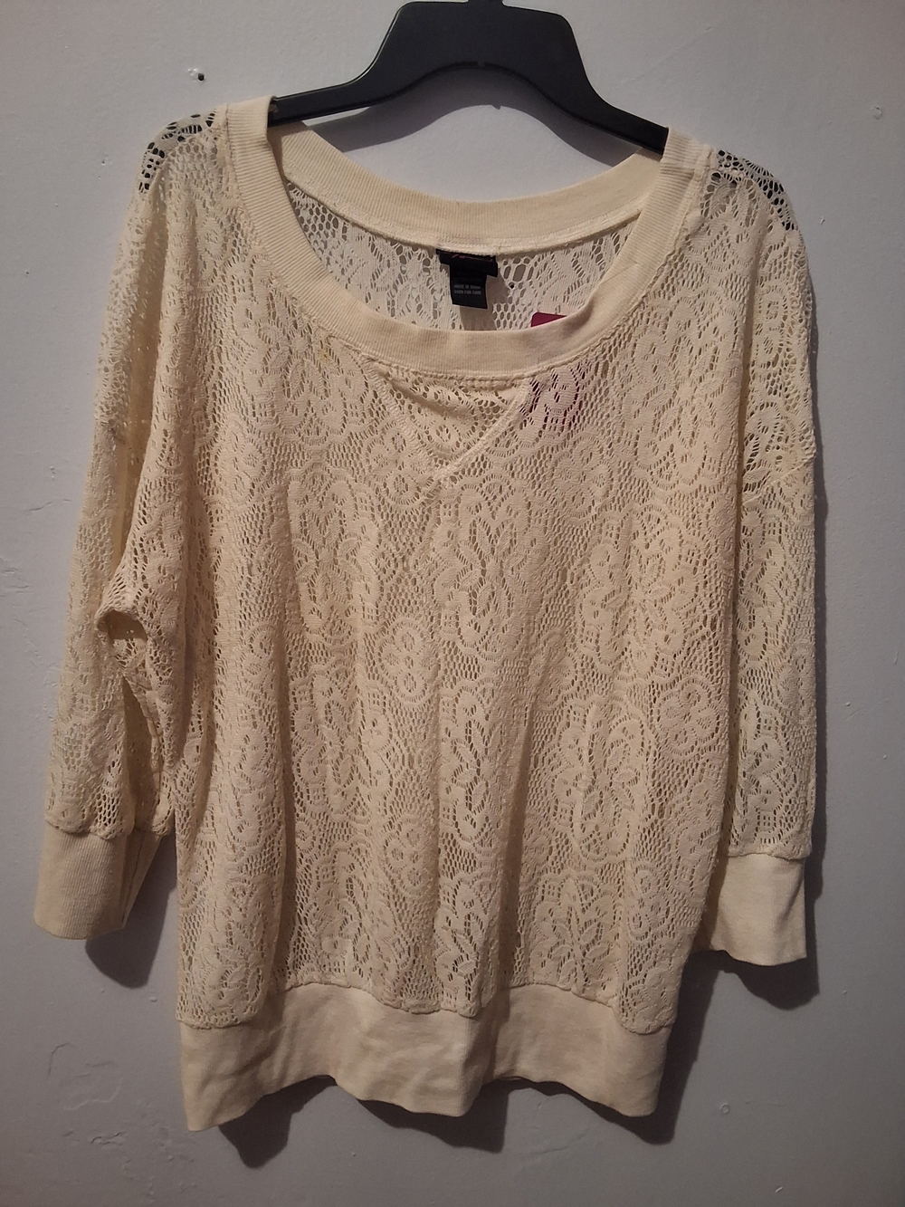 Torrid Cream Lace Knit Top
